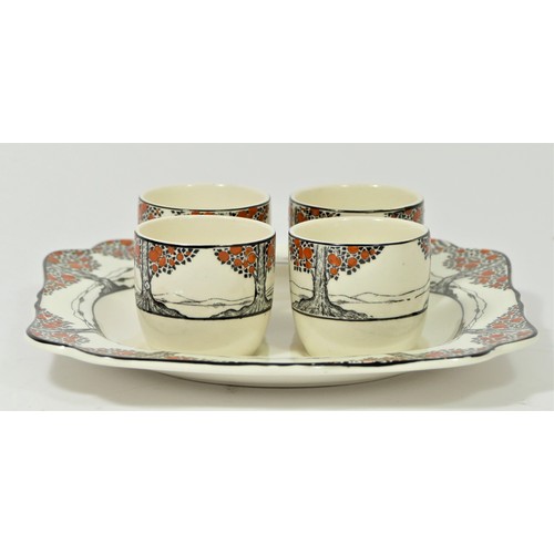 245 - A Crown Ducal Art Deco Orange Tree (A1211) pattern part breakfast service to include, four egg cups ... 