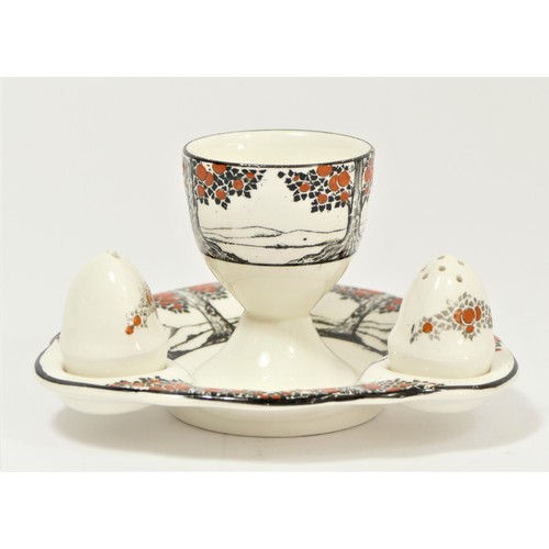 245 - A Crown Ducal Art Deco Orange Tree (A1211) pattern part breakfast service to include, four egg cups ... 