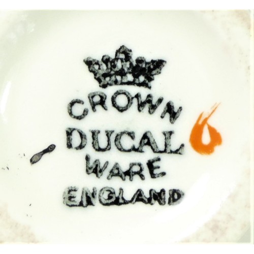 245 - A Crown Ducal Art Deco Orange Tree (A1211) pattern part breakfast service to include, four egg cups ... 