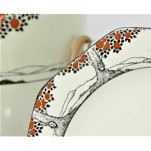 249 - A Crown Ducal Art Deco Orange Tree (A1211) pattern part tea service to include, cake stand ( 11 x 22... 