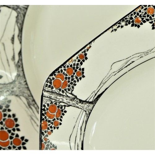 250 - A Crown Ducal Art Deco Orange Tree (A1211) pattern part dinner service to include, large platter (38... 