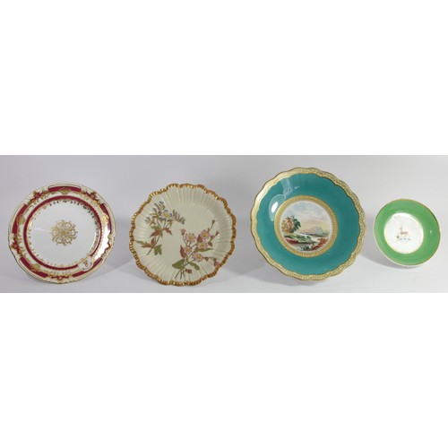 258 - John Rose & Co., Coalbrookdale, Shropshire, an early 19th century dessert plate, gilt border, armori... 