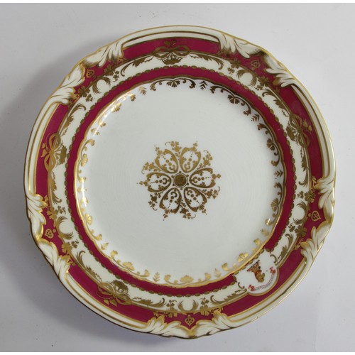 258 - John Rose & Co., Coalbrookdale, Shropshire, an early 19th century dessert plate, gilt border, armori... 