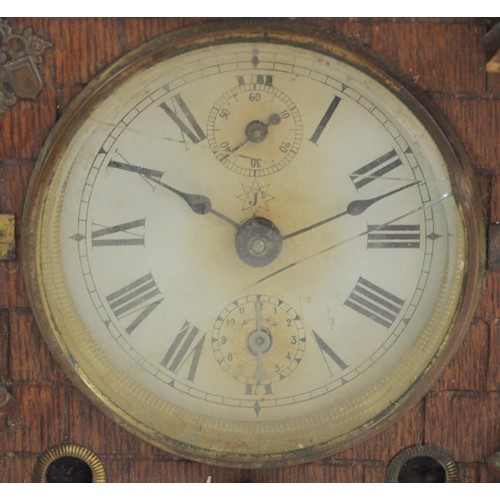 320 - A Rye Fortress alarm novelty mantle clock, retailed by J.N. Masters, Rye, Sussex, the architectural ... 