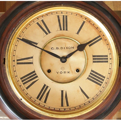 328 - G.B. Dixon, York, retailer, an early 20th century mahogany drop dial wall clock, the 12