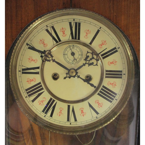 331 - A Victorian Vienna twin weight wall clock, the walnut and ebonised case enclosing the 8