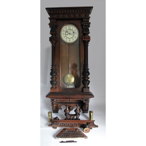 333 - A 19th century walnut Vienna regulator type two weight wall clock, the 8 1/4