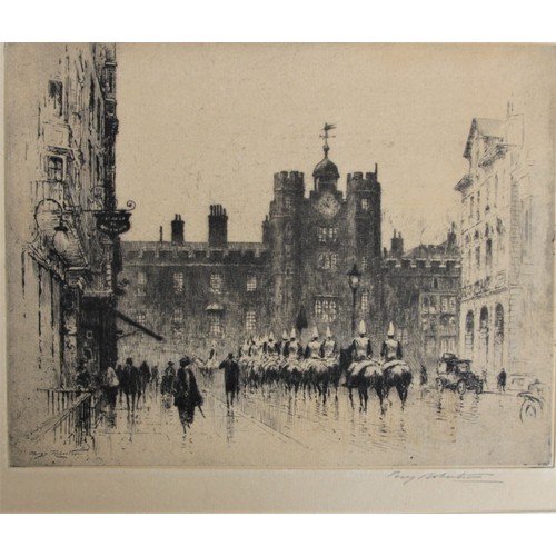 337 - Percy Robertson (1868-1934), St James's Palace, c.1914, etching, signed in pencil, 14 x 18cm, unfram... 