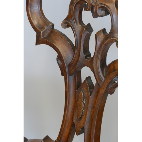 363 - A Victorian set of four mahogany parlor chairs, carved scroll backs, upholstered seats and cabriole ... 