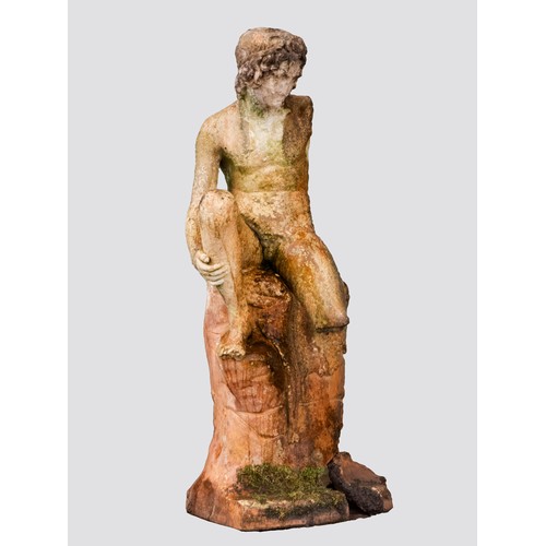 208 - The Shepherd Boy, after Bertel Thorvaldsen (1770–1844), a 19th century terracotta statue of a shephe... 