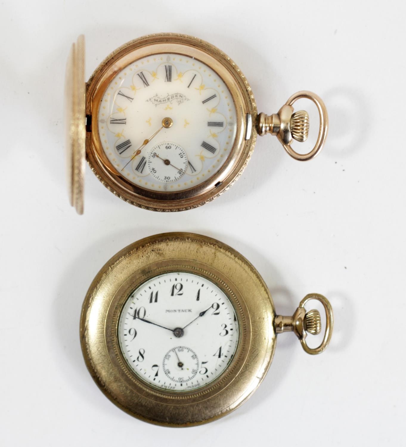 Hampden a full hunter pocket watch cuvette stamped B B ROYAL 14K 17 jewel adjusted movement th