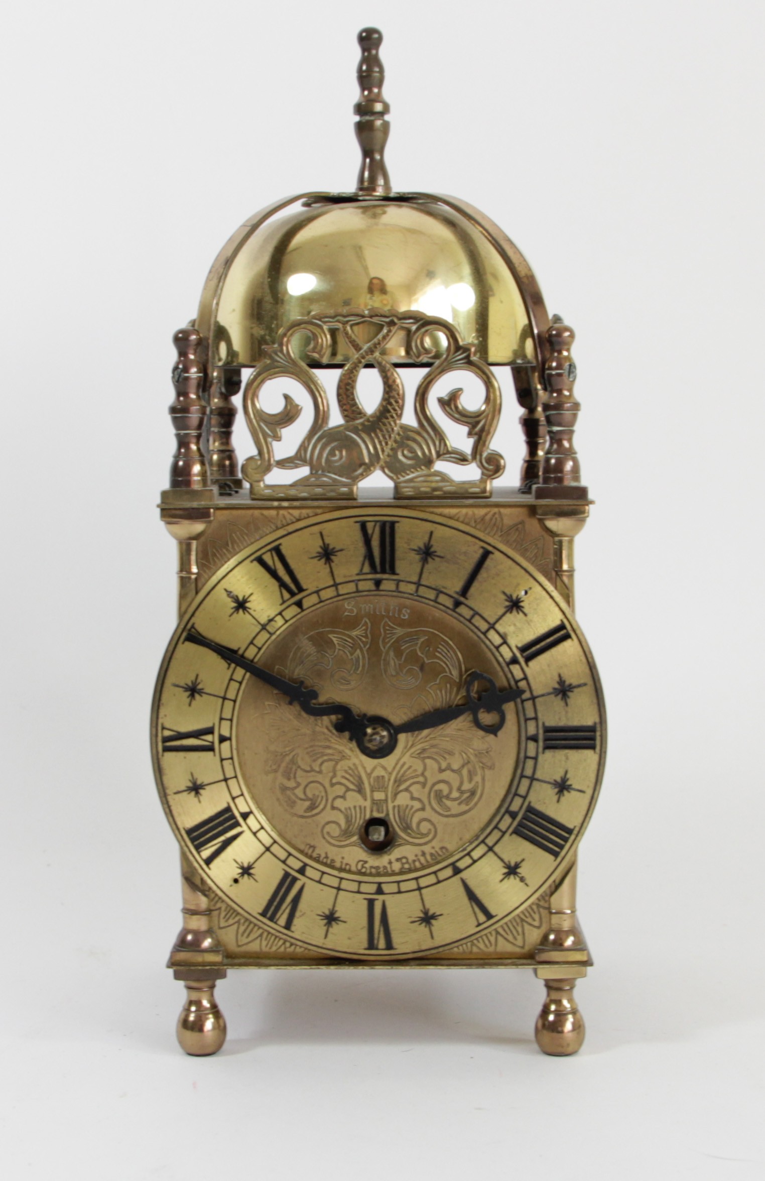 A mid 20th Century Smiths brass lantern clock, with an 8 day