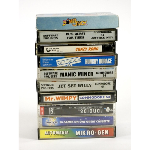 42 - A collection of twenty five Commodore 64 cassettes, to include seven boxed games, Bomb Jack (manual)... 