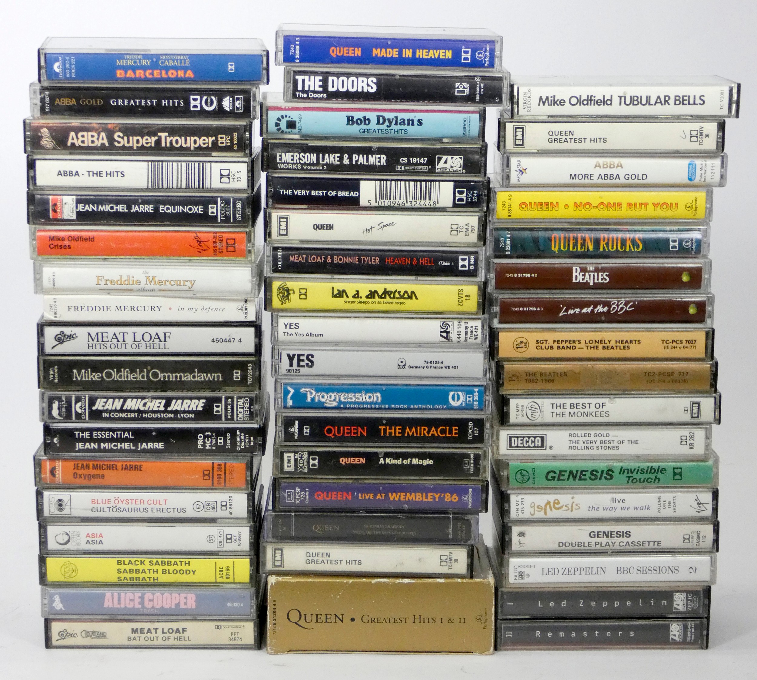 A collection of cassette tapes, to include Pink Floyd, The Beatles 