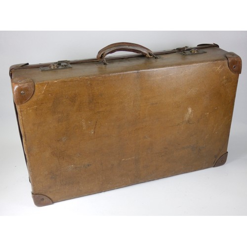 185 - A suitcase, decorated with Professors Monroe's Famous Flea Circus, painted, 61cm x 35cm x 16cm