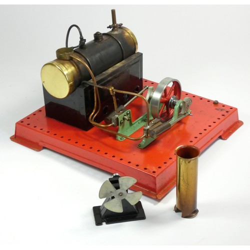 224 - A Mamod Static Steam Engine, twin cylinder superheated steam engine, S.E.3., with brass chimney pipe... 