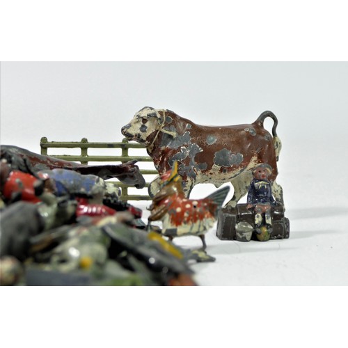 232 - Over 120 cast metal painted figures, mainly depicting agriculture and animals, also including decora... 