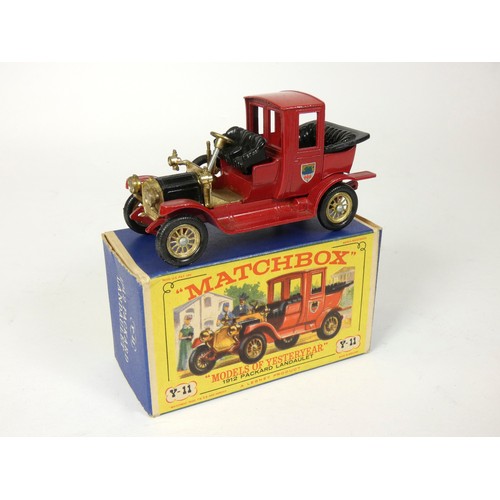 243 - Nine Matchbox Models Of Yesteryear, original boxes, to include 1911 Daimler (Y-13), 1904 Spyker Tour... 