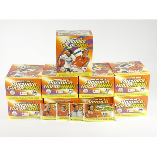 248 - Nine un-opened boxes of Merlin's Premier Gold 2000 trading card, each box contains 36 packs of 8 car... 