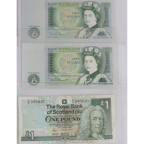 265 - A £10 note signed by Lester Piggott, a blue Peppiatt £1 note, a green Beale £1 note, a Beale 10 shil... 