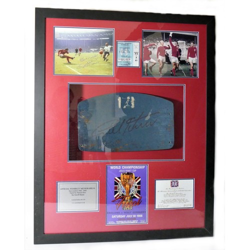 286 - Wembley/1966 World Cup memorabilia, a limited edition montage, 48/50, blue seat back back, number 17... 