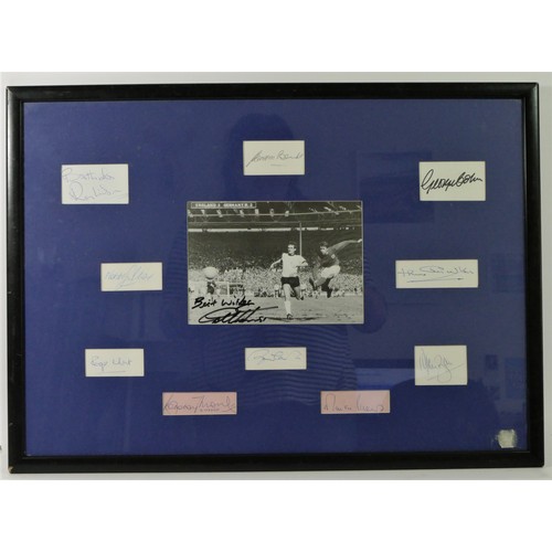 288 - A 1966 World Cup montage of eleven signatures, Hurst, Cohen, Bobby Charlton, Wilson, Peters, Ball, B... 