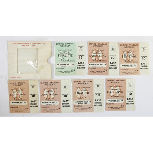 291 - A collection of seven 1966 World Cup tickets, eight final x 3, quarter final, semi final, final (10 ... 