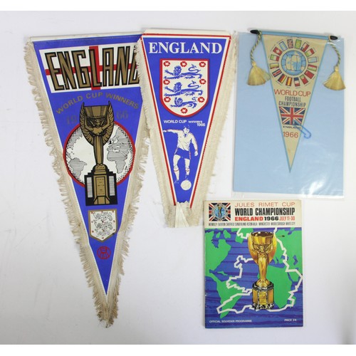 294 - A 1966 World Championship Jules Rimet Cup souvenir program, together with three 1966 England World C... 