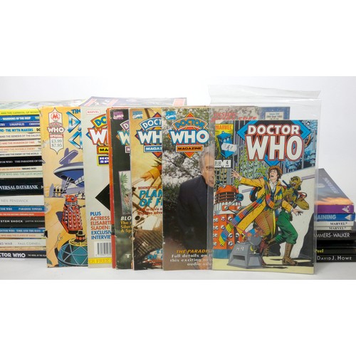 305 - Fifty seven Doctor Who hardback, paperback and comics, to include Logopolis, Twilight Of The Gods, T... 