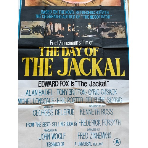 317 - The Day Of The Jackal, starring Edward Fox and Alan Badel, movie poster, folded, 100cm x 200cm, Indi... 