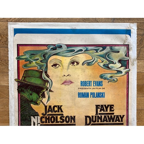 320 - Chinatown, starring jack Nicholson and Faye Dunaway, movie poster, mounted on thick paper, 78cm x 10... 