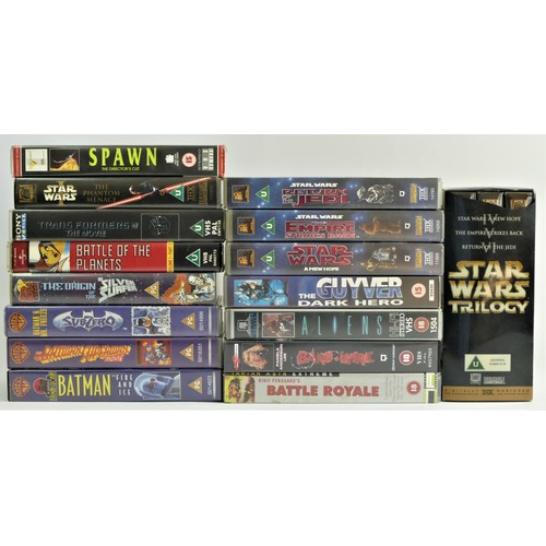 328 - A collection of eighteen VHS tapes, including The Star Wars Trilogy box set, Star Wars, Star Wars : ... 