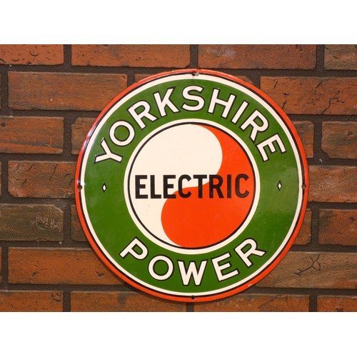 336 - A vitreous enamel Yorkshire Power Electric sign, single sided, 39cm diameter