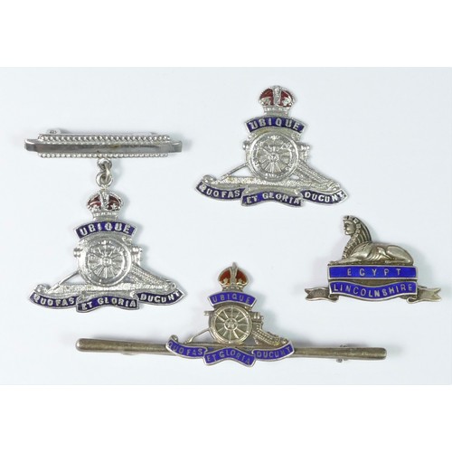 354 - A silver and enamel Lincolnshire regiment sweetheart brooch, Birmingham 1939, a Sterling Silver and ... 