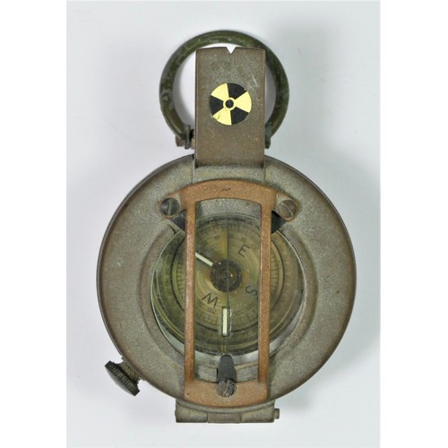 370 - A Stanley, London brass prismatic hand held compass, together with a pair of gaiters and a beret