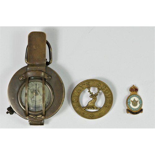 371 - A British Military brass prismatic hand held compass, by Ross, London, broad arrow, together with a ... 