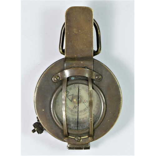 371 - A British Military brass prismatic hand held compass, by Ross, London, broad arrow, together with a ... 