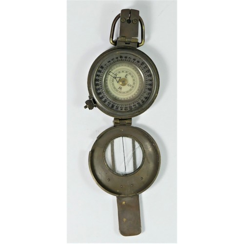 371 - A British Military brass prismatic hand held compass, by Ross, London, broad arrow, together with a ... 