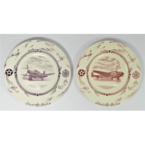 379 - Vega Ventura, a Crown Ducal plate with transfer print, RAF and USAF border, 26.5cm diameter, togethe... 