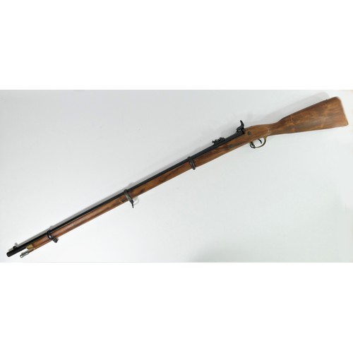 387 - A reproduction woold and metal pin fire rifle by the London Armory Co, 140cm.