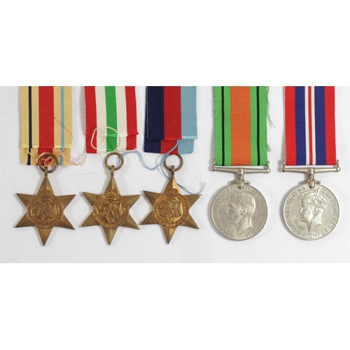 410 - WWII group of five, boxed, J. Brooks, 16 Eldon Park, London, 1939-1945 War, Defence, Africa Star, It... 