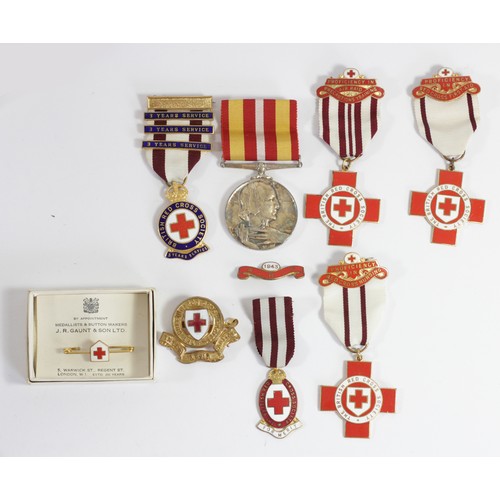 413 - Six British Red Cross medals, awarded to Miss Catherine Fraser, c.1943-1950, to include Long and Eff... 