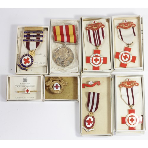 413 - Six British Red Cross medals, awarded to Miss Catherine Fraser, c.1943-1950, to include Long and Eff... 