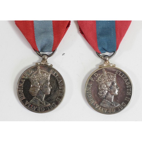 421 - Two family Elizabeth II Imperial Service Medals, named Eric and Wilfred Foster, cased