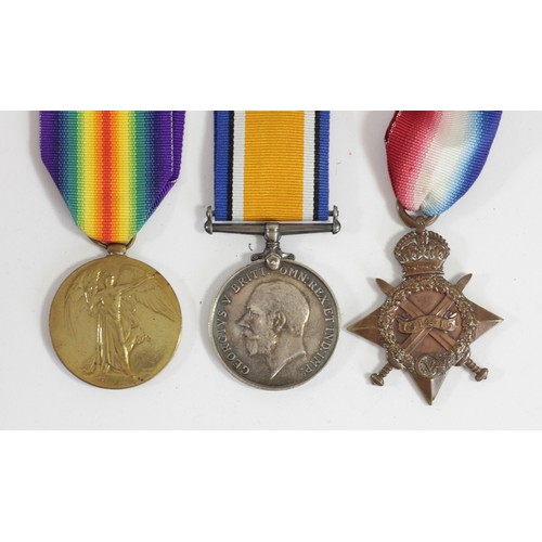 423 - WWI Trio, Victory, War and 1914-15 Star, named 84796 BMBR Cpl J.W. Harriman R.F.A.-R.A.