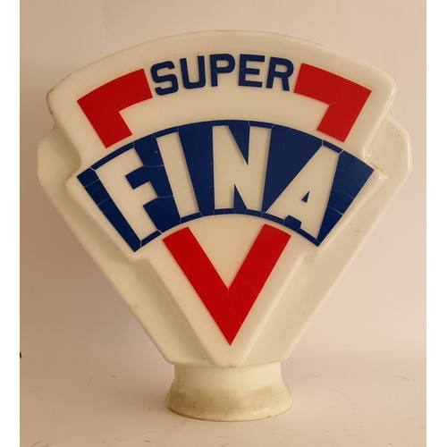 36 - A believed 1970's reproduction Super Fina glass petrol pump globe, good condition, 48 x 47cm.