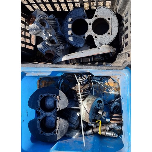 123 - Triumph 650cc preunit engine parts, including a nine stud barrel