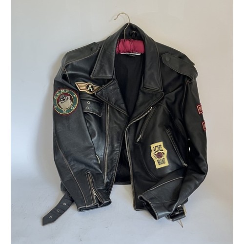 82 - A leather motorcycle jacket by Acme Clothing Co, size medium, (as new)