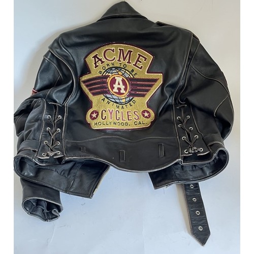 82 - A leather motorcycle jacket by Acme Clothing Co, size medium, (as new)