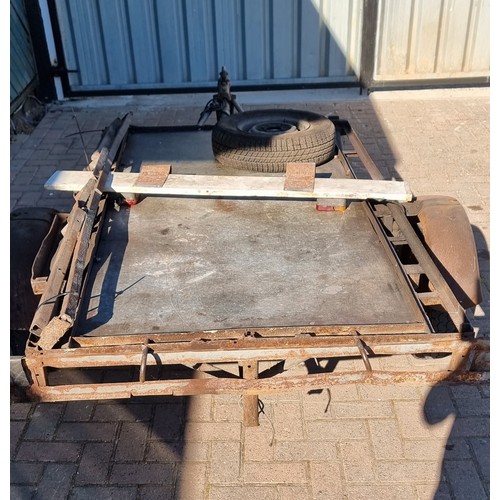 1 - A scratch built motorcycle outfit single axle trailer, overall length 300cm, bed 190cm, width of bed... 